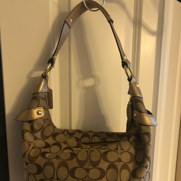 Genuine Coach Poppy Metallic Signature Handbag - Picture 2 of 8